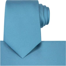 Satin Tie Set for Men Solid Necktie with Matching Pocket Square Formal Wedding