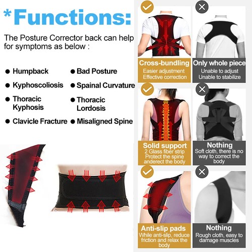 Cinturón corrector de postura ajustable espalda hombro clavícula soporte columna vertebral - Imagen 16 de 24
