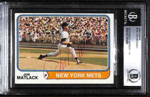 1974 Topps 153 Jon Matlack BGS Auto Autographed BAS Faint Sig C88585