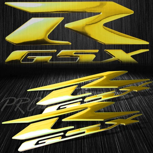 Reflective Carbon Look Tank Pad+8" Chrome Gold Logo&Letter+GSXR Emblem Sticker - Picture 4 of 12