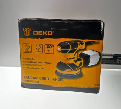 Deko DKOS30XL125-V Random Orbit Sander Black Yellow Corded Electric 2.5 Amps