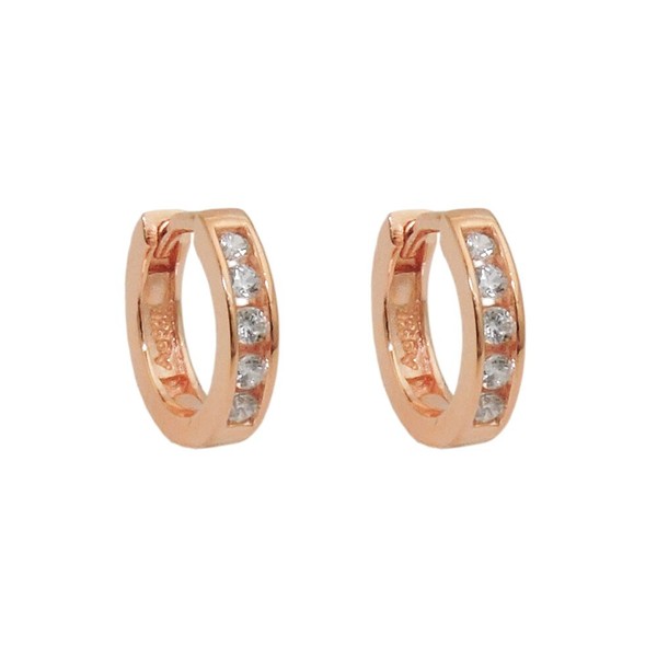Creolen Ohrringe Ohrschmuck Mit WeißEn Zirkonia 925 Silber Rotgold Vergoldet-image