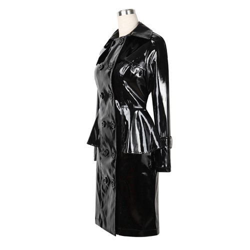 Lackina-Lack Mantel mit Volant schwarz ,Gr S- 4 XL - Picture 1 of 11
