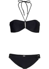 2 tlg. BANDEAU-BIKINI NEU! Gr. 38, SCHWARZ GLITZER-STEINCHEN, SOFTCUPS mit PADS