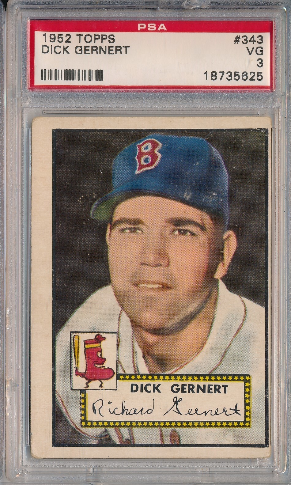 1952 TOPPS #343 DICK GERNERT - PSA 3 VG (SVSC) HIGH #!