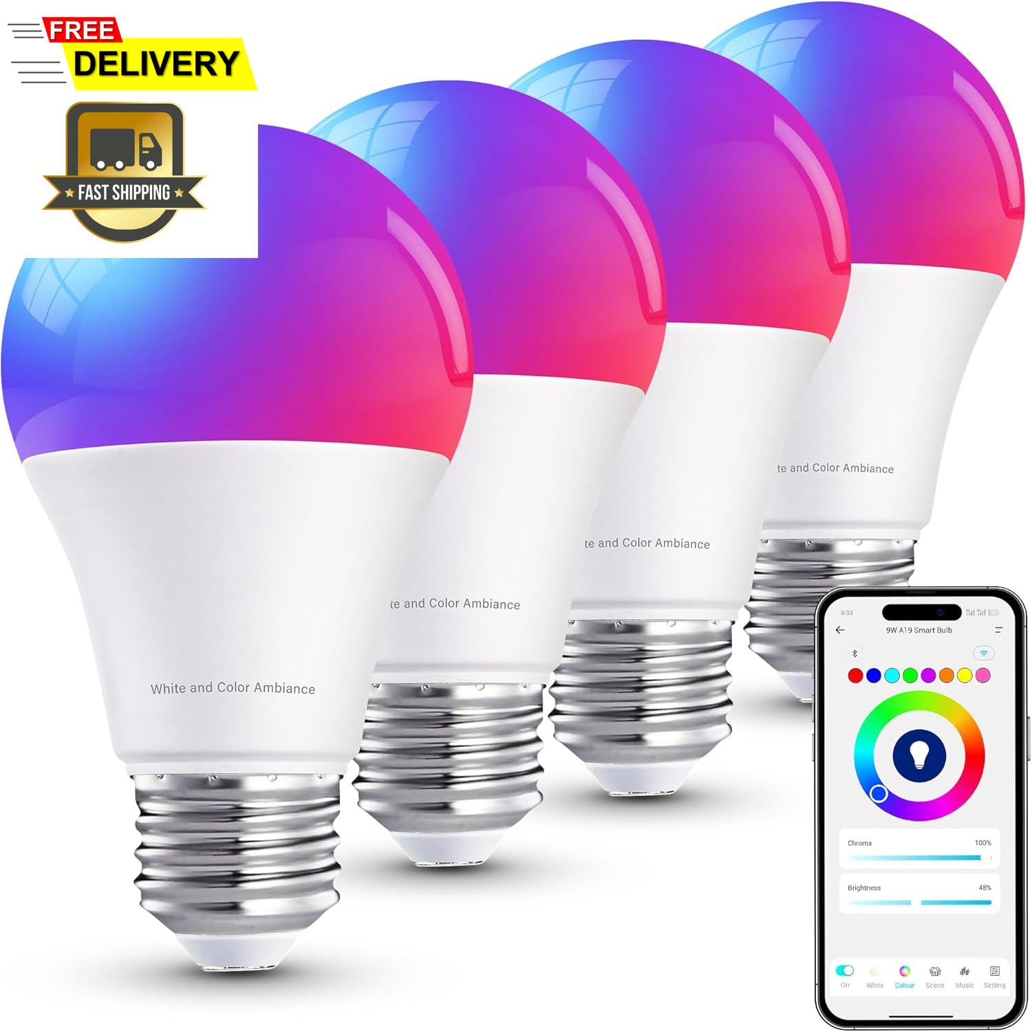 Brizled Smart Light Bulbs, Color Changing Light Bulb, RGBWW LED Light Bulbs App