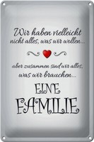 Blechschild Spruch 20X30 Cm Zusammen Wir Alles Eine Familie Deko Schild Tin Sign