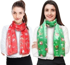 CBC Crown Rudolph Santa Clause Christmas Scarf Green & Red 13"x60" Made in Korea