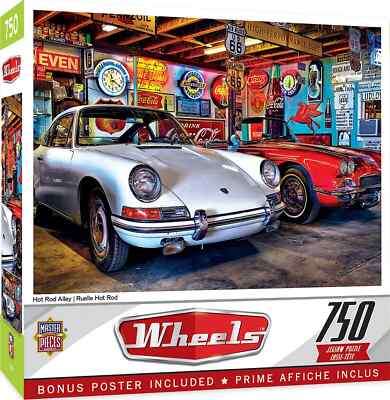 Master Pieces 750 Piece Jigsaw Puzzle Wheels Hot Rod Alley Classic Muscle Cars