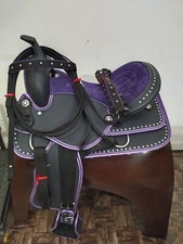 Purple Synthetic Western Horse Tack Saddle All Size-10"-18.5".
