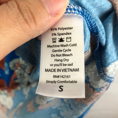 Lularoe Irma Gr. S Shirt 4th Of July hellblau mit Blumenfahnen Neu mit Etikett - Bild 5 von 6