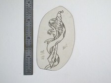 vtg 1960s 70s Tattoo Flash acetate stencil Sword Snake signed KN1