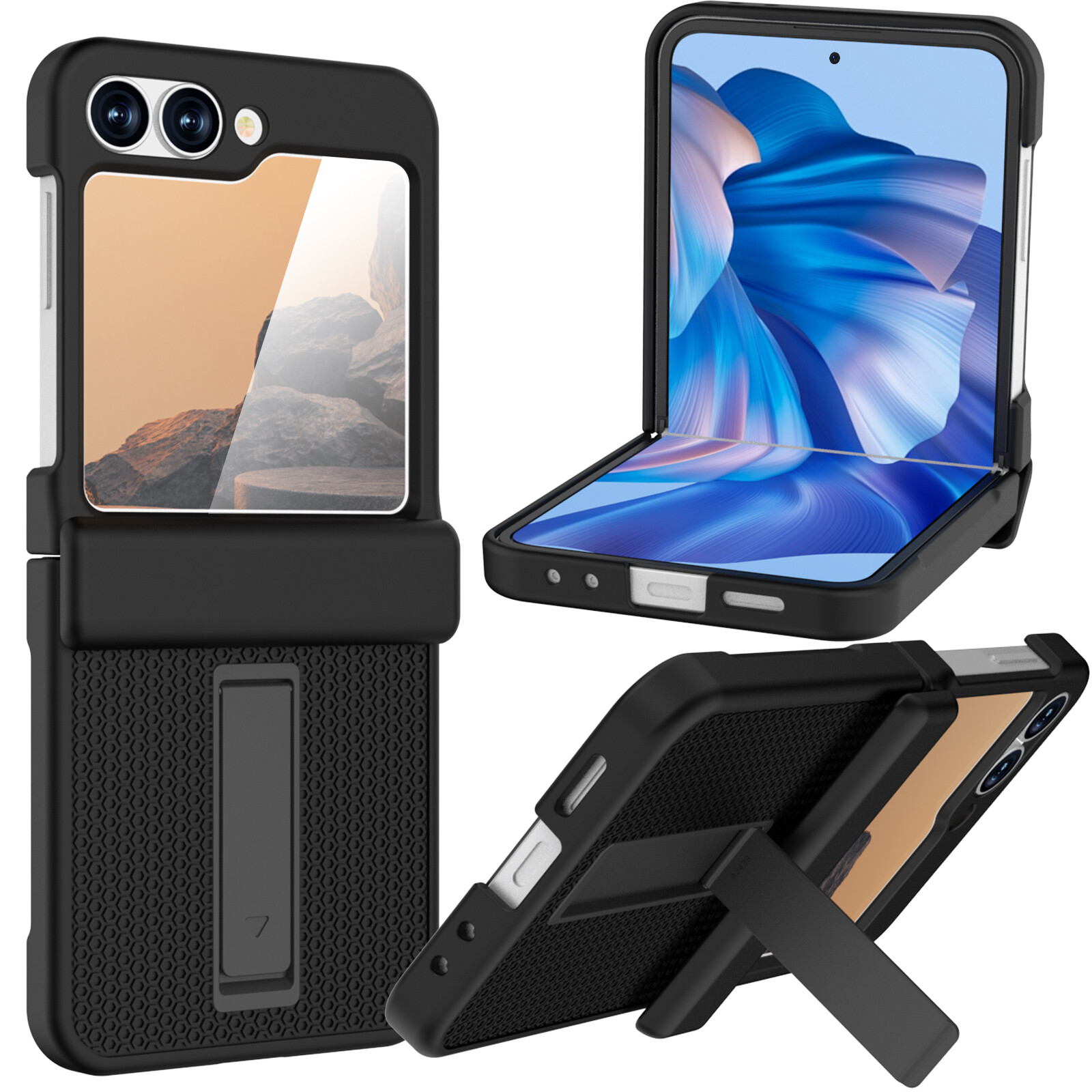 For Samsung Galaxy Z Flip 6 Hinge Protective PC Stand Case Built-in Screen Cover