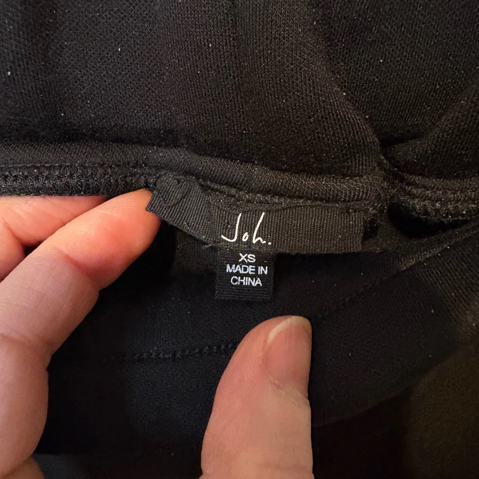 VETEMENTS Set pantaloni con cappuccio JOH APPAREL Francine French Scuba neri perlati XS $ 260 usati in ottime condizioni