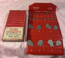 S167CHZ STARRETT 25 Leaf Radius Gage Set Holder & Orig Box, Used, Nice Condition