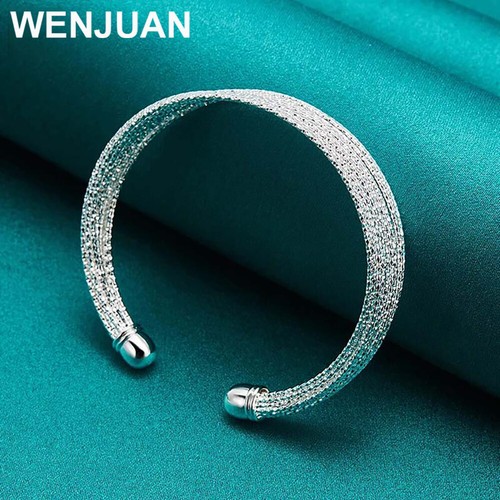 Brazalete Brazalete de Plata de Ley 925 para Mujer Multi-Línea Delicada Muñeca Joyería - Imagen 5 de 6