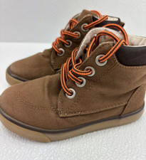 Gymboree Boy's Boots BROWN with Orange laces Size 7 Toddler Hightop