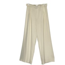 NWT Nova Vintage Cream Belted Hi Rise  Wide Leg Dress Pants Fully Lined sz Large