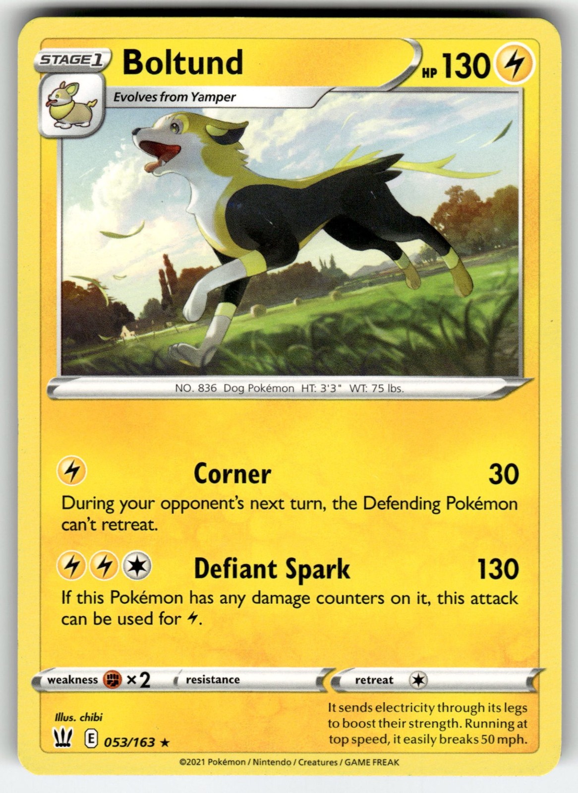 Boltund 053/163 Rare SWSH05: Battle Styles Pokemon EN Moderately Played MP