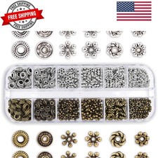 300pcs 6 Style Antique Silver Bronze Spacer Beads Tibetan Metal Spacers Jewel...