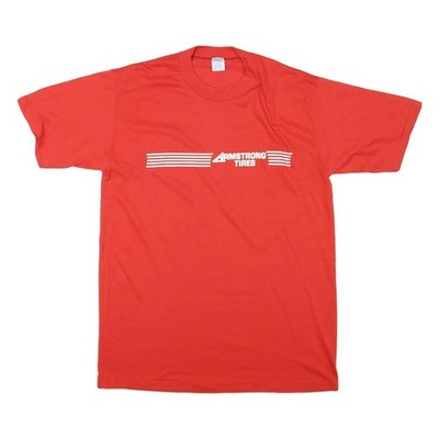 JERZEES Single Stitch Herren Rot Armstrong Tires T-Shirt L Kurzarm Rundhals