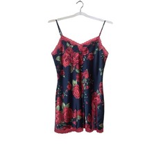 Victoria's Secret Chemise Women's Small Red Floral Lace Satin Slip Nightgown