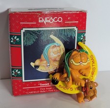 VTG 1991 Enesco Garfield Sweet Beams Baby's First Christmas Ornament 1st Issue