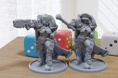 Stormbabes Captain Duo - 3D Printed Proxy Minifigures for Sci-fi Miniature Table