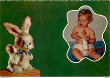 Carte Postale - Jouets - Peluches - Lapin - Enfants - Bébé - Biberon - CPM - Voi