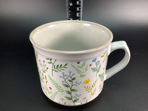 Boston Warehouse SPRING FLORAL MUG  24 Oz Meal Soup Chili Flowers On White VIDEO - Picture 11 of 13