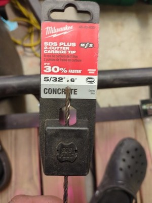 Milwaukee 48-20-8201 SDS Plus 5/32''x6'' 2-Cutter Carbide Tip Concrete Bit