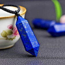 Natural Lapis Lazuli Pendant Hexagonal Stone Amulet Healing Unisex Necklace Gift