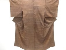 7635437: JAPANESE KIMONO / ANTIQUE KIMONO / SILK / TSUMUGI / WOVEN STRIPE