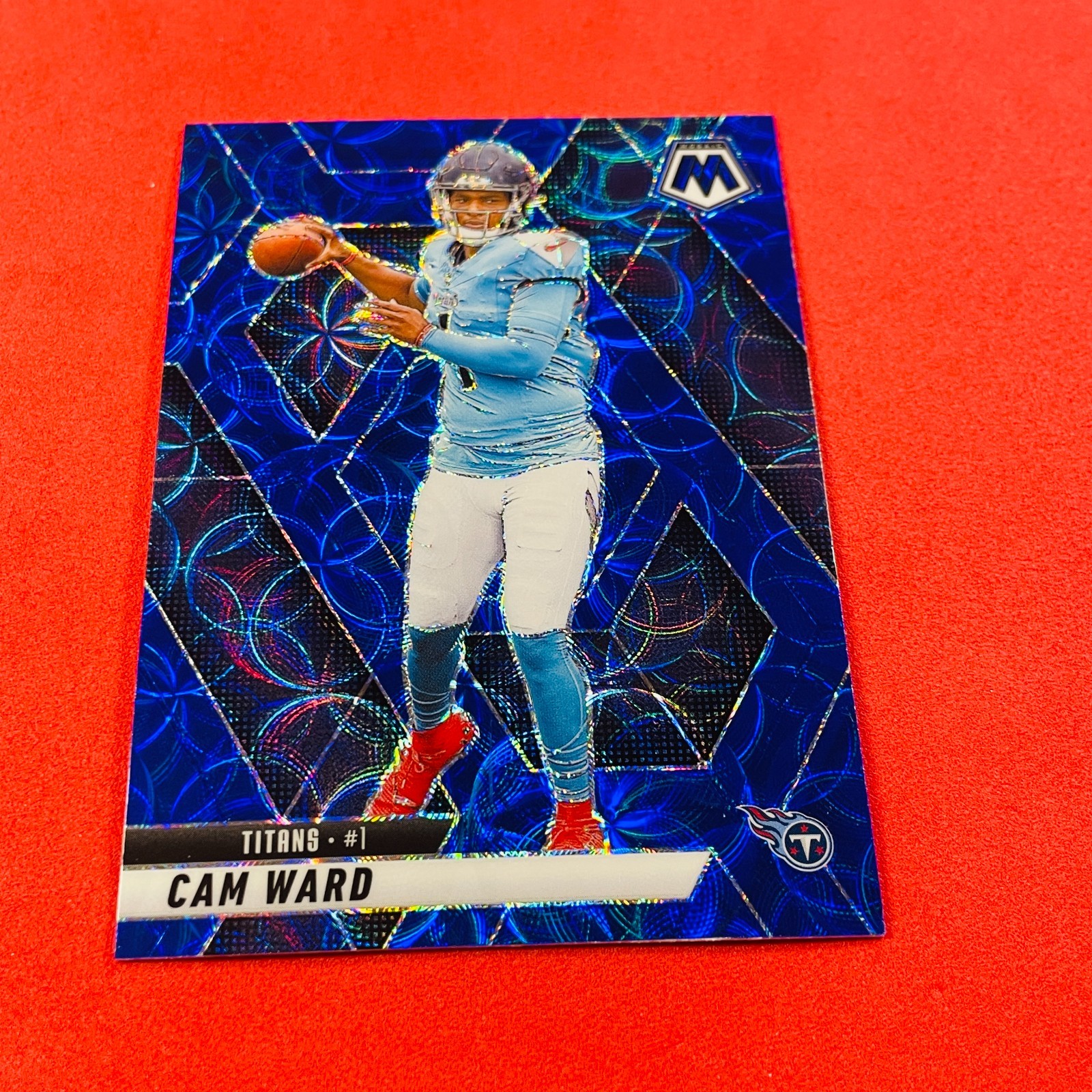 Cam Ward .. ROOKIE BLUE SCOPE PRIZM .. Tennessee Titans .. 2025 Mosaic Card 382