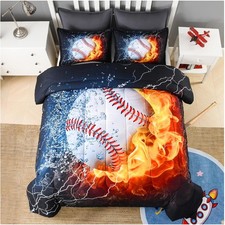 Comfortable 3D Baseball Comforter Set - Perfect Queen Bedding for Young Fans