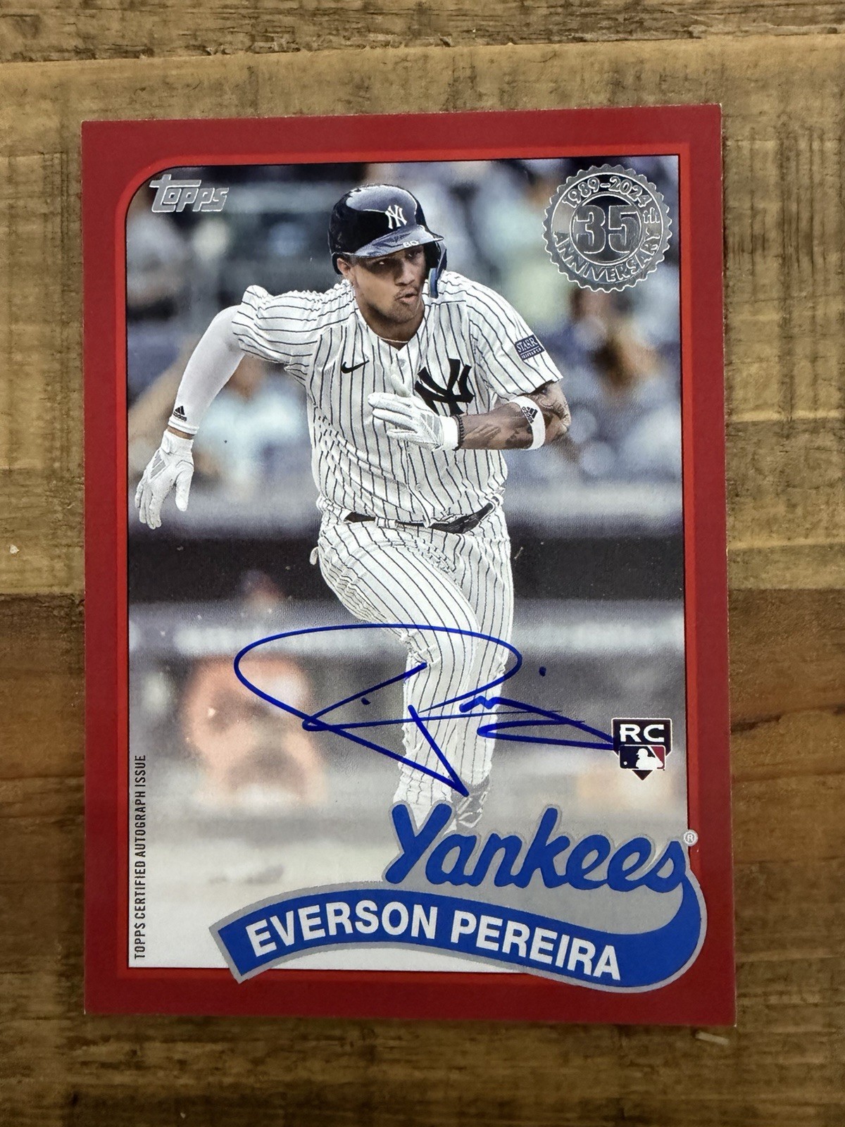 2024 Topps Everson Pereira 1989 Red Auto /25 #89BA-EPE Yankees RC Rookie