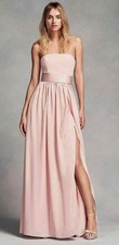 White by Vera Wang Blush Pink Strapless Chiffon Size 0