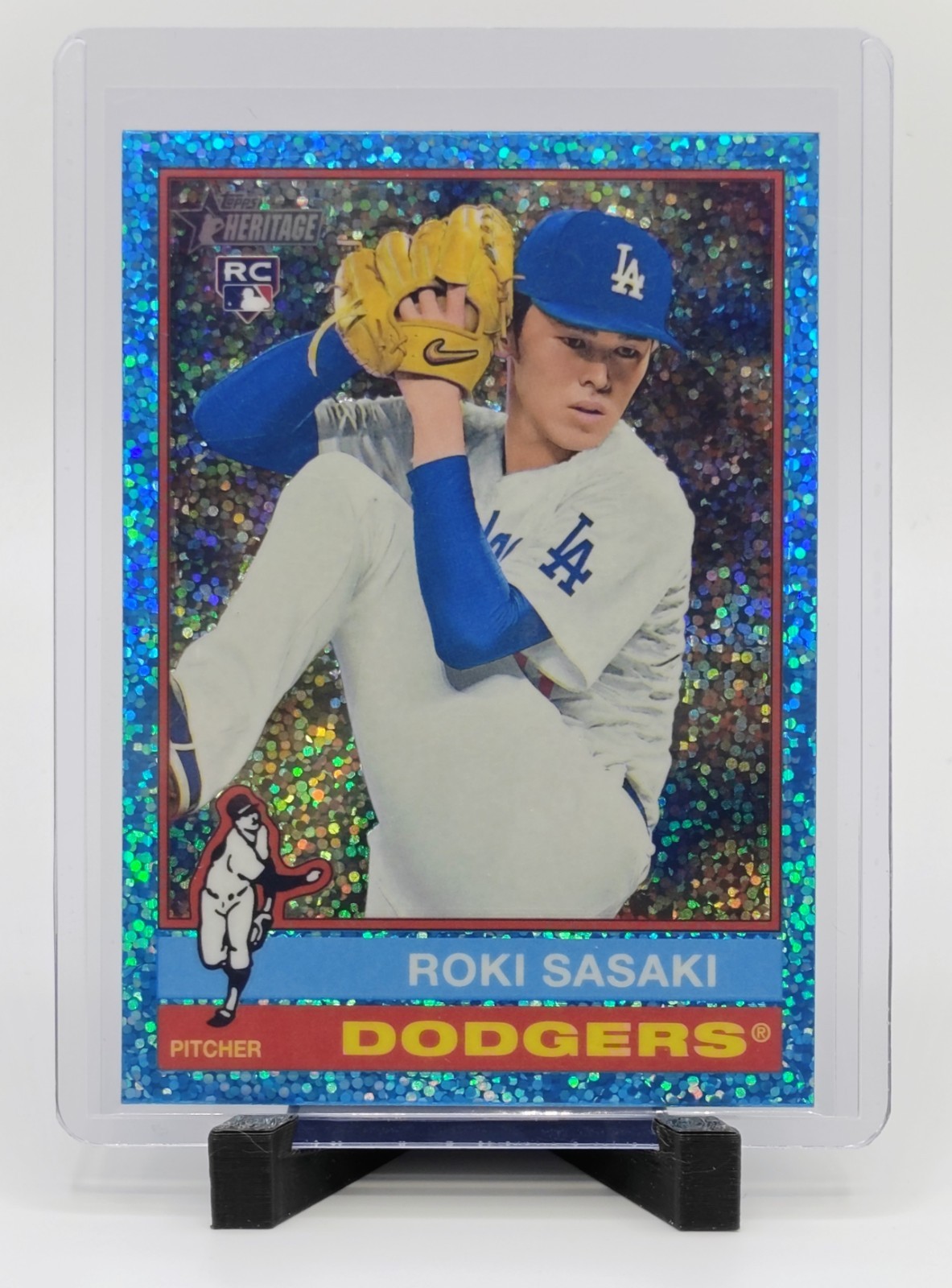 2025 Topps Heritage Roki Sasaki #224 Chrome Light Blue Sparkle RC Dodgers