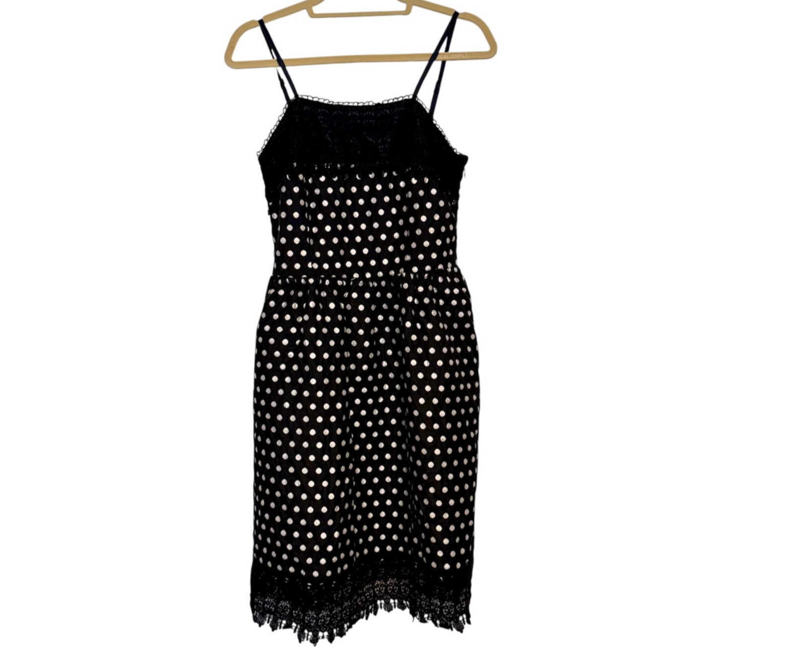 Anthropologie Comme Toi Polka Dot Dress Size Medium Black White