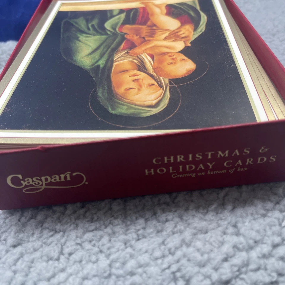 Caspari Christmas Cards Virgin Madonna And child Mary Jesus 7x5 Set 9 Open Box - Image 4 of 4