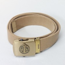 Vintage US Navy Solid Brass Belt Buckle & Original Belt Merit Brand Made In USA