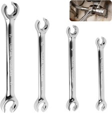 4pc Metric Brake Line Flare Nut Wrench Set 8-17mm Offset Automotive Tools