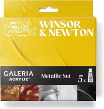 Winsor & Newton Galeria Acrylic Paint Set, 5 x 60ml (2-oz) Tubes, Metallic
