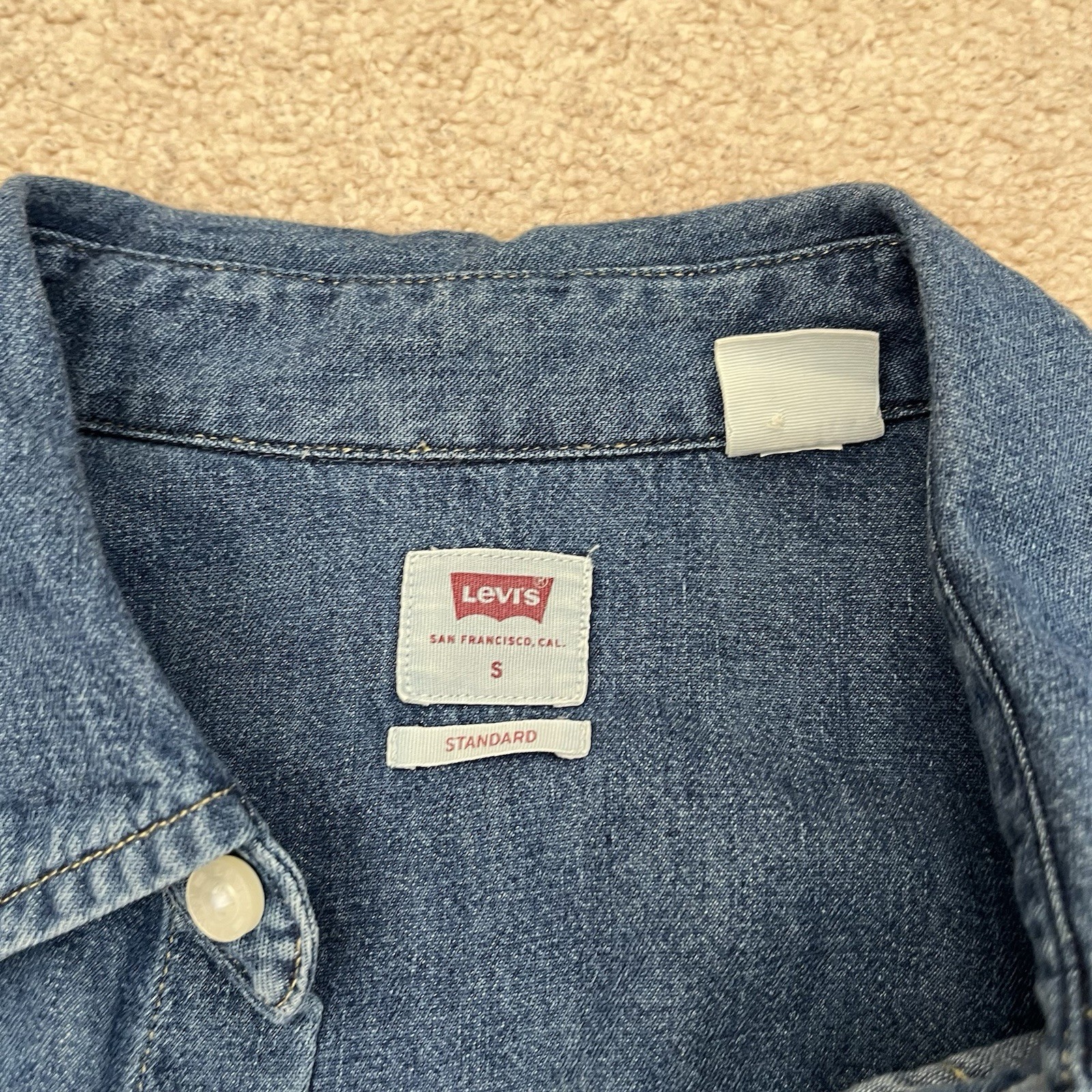 MENS S LEVI STRAUSS Levi's Red Tab Barstow Denim Cowboy Western Lng Slv SHIRT thumbnail 6