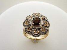 LeVian Cocktail Ring Brown Smoky Quartz in 14K Yellow Gold 2 cts Size 6