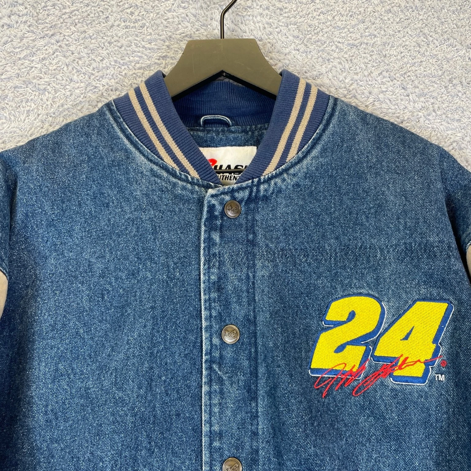 Vintage NASCAR Jeff Gordon Denim Team Jacket Men's Large 90's Chase Authentics image 3