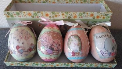 4 wunderschöne Deko-Eier ''Happy Easter'' im Schmuckkarton