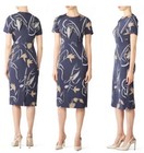 DVF Diane von Furstenberg Women’s Silk Blend Midi Dress Size 12/14 Blue Floral
