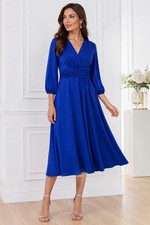 Teri Jon by Rickie Freeman Royal Blue Midi Dress   Size 4