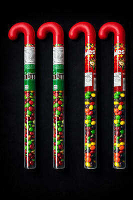 2 X Skittle Original Candy Canes & 2 X M&Ms Milk Chocolate Canes 2.6 oz